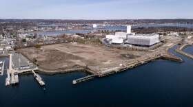 The site of the future Salem Offshore Wind Terminal, by Salem Harbor. (Robin Lubbock/WBUR)
