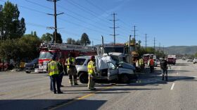 Photo of a fatal crash between a SUV and semitruck on U.S. 40 