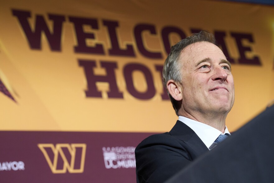 Washington Commanders controlling owner Josh Harris attends an announcement about a new home for the NFL football team on the site of the old RFK Stadium, Monday, April 28, 2025, at the National Press Club in Washington.  (AP Photo/Jacquelyn Martin)