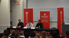 IWU's Callum Fletcher, Robert Morris University's Matthew Wisnios, and ROWVA High School's Christopher Johnson