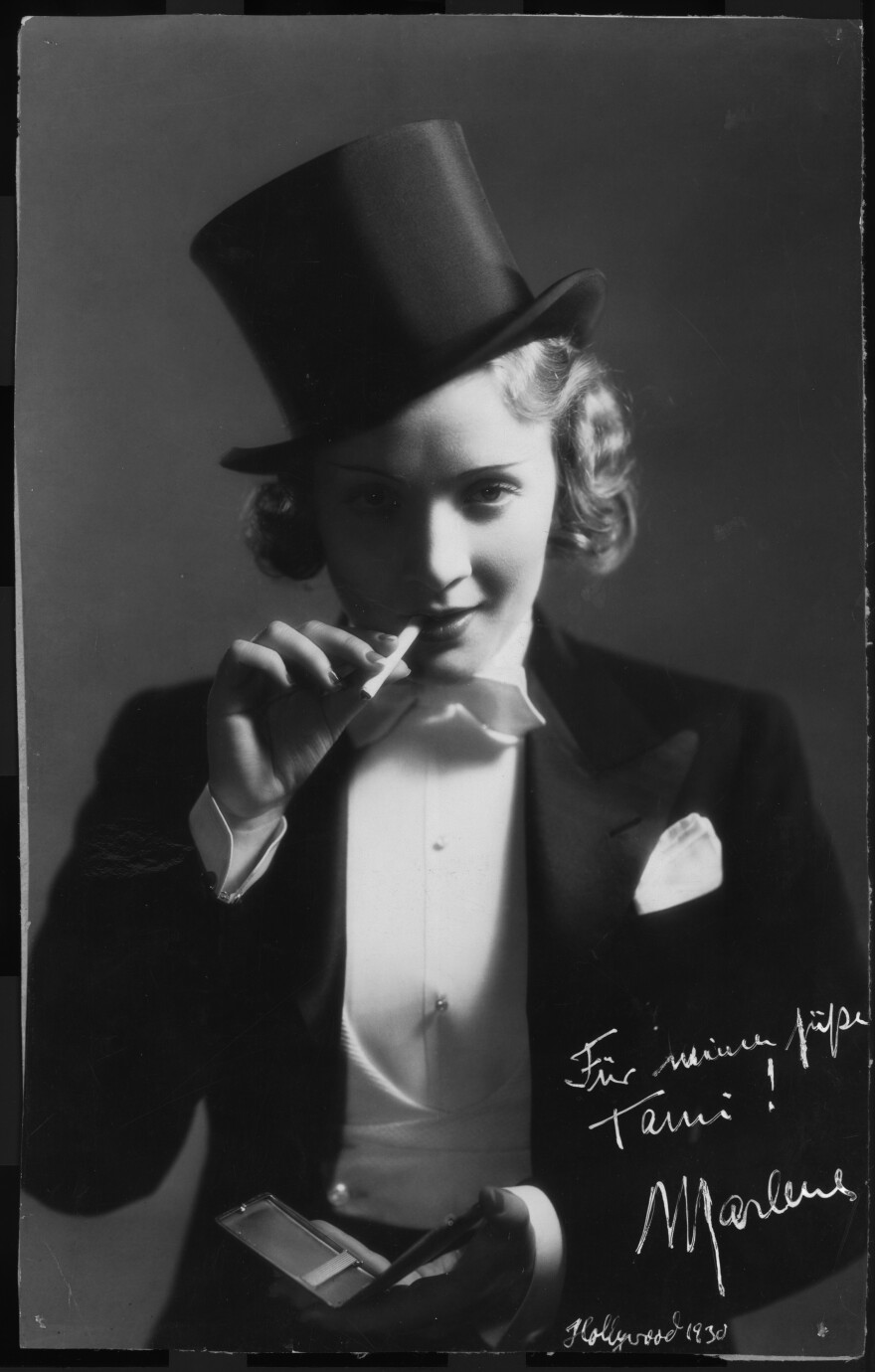 Marlene Dietrich in a publicity photo for the film <em>Morocco</em> (1930), in which she plays a cabaret singer who falls in love with a legionnaire.