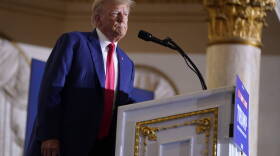 Former President Donald Trump speaks at his Mar-a-Lago estate Tuesday, April 4, 2023, in Palm Beach, Fla. (Evan Vucci/AP)