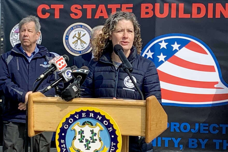 Katie Dykes, commissioner for the Department of Energy and Environmental Protection, called the news about TotalEnergies “disappointing,” during a press conference about Revolution Wind in New London on March 26, 2025.