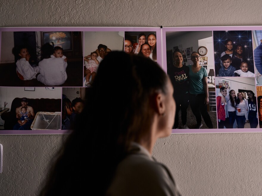 Alyssa looking at Memorial of her sister in her room in Richardson, Texas on April 4th, 2022.