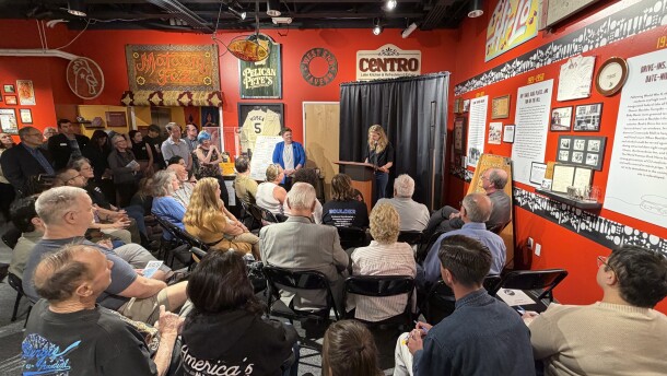 Olivia Mackenzie, daughter of King Soopers shooting victim Lynn Murray, speaks at the Day of Remembrance on Sunday, March 22, 2026, at the Museum of Boulder. The event marked the fifth anniversary of the mass shooting.