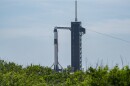 An image of SpaceX's Crew-7 rocket at the pad