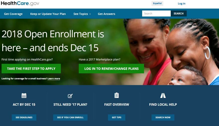 Screen capture of the healthcare.gov home page, November 1, 2017.