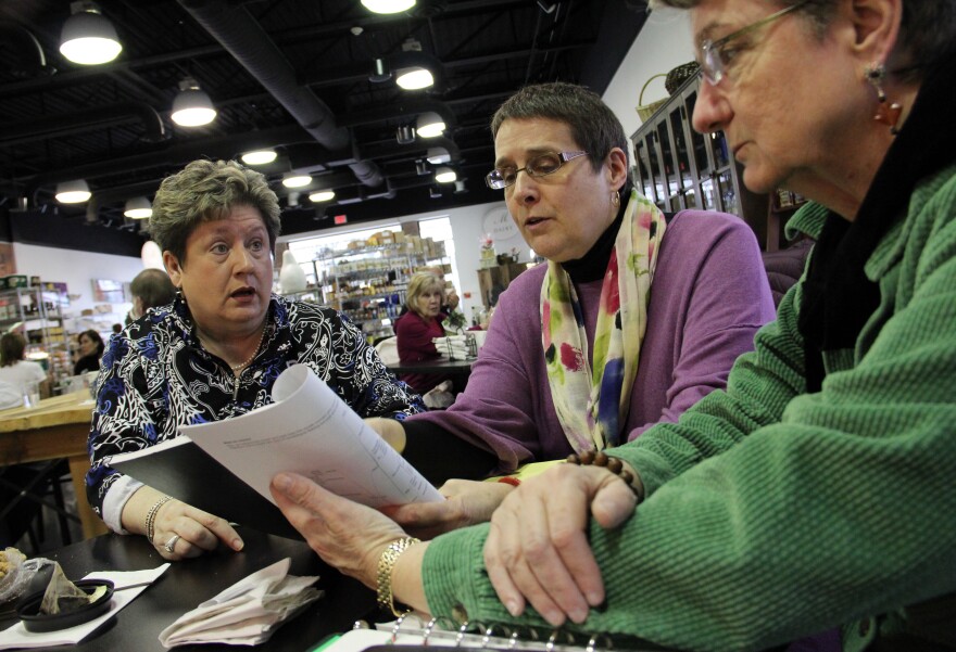 Mary Guhin, left, Cheri Wilkinson and Shirley Edwards. The women behind No Nonsense Enterprises often meet at Max Market in Pittsford.