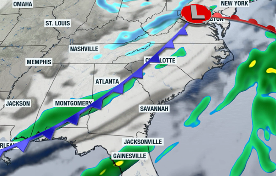 Synoptic map for Wednesday, January 14.