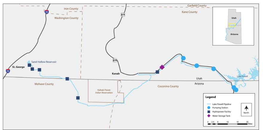 Map of lake powell pipeline.