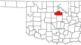 Perkins is in Payne County, colored red.
