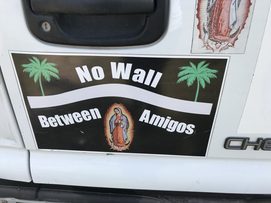 A bumper sticker on Father Roy Snipes' car.