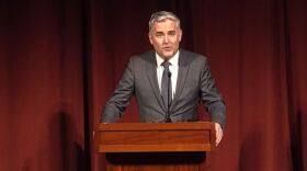 Dr. Michael Lewis will take over as president of Saint Anselm College. He spoke at the college on March 9, 2026.