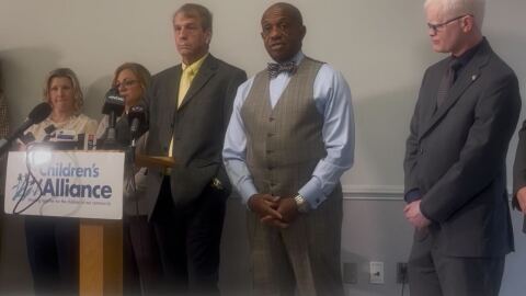 Mecklenburg County Sheriff Garry McFadden speaks during press conference