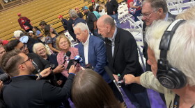 Delphi workers speak after a campaign event in Vandalia with President Donald Trump.