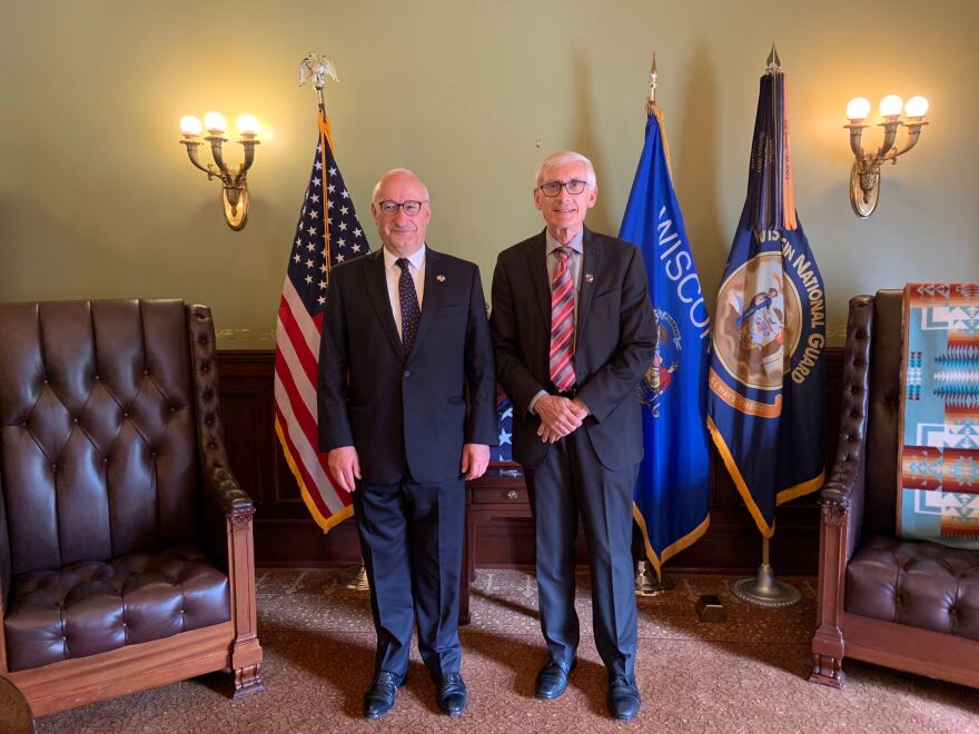 French Ambassador Philippe Etienne meeting with Wisconsin Governor Tony Evers.