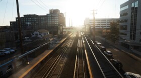 Tracks are empty at Mineola train station as Long Island Rail Road workers enter the third day of their strike, Monday, May 18, 2026, in Mineola, N.Y. (AP Photo/Heather Khalifa)