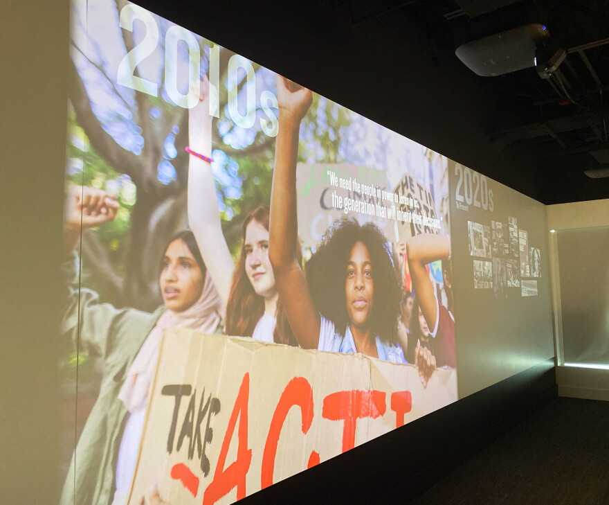 The redesign of the Legacy Building includes a timeline highlighting major movements and events by the decade.