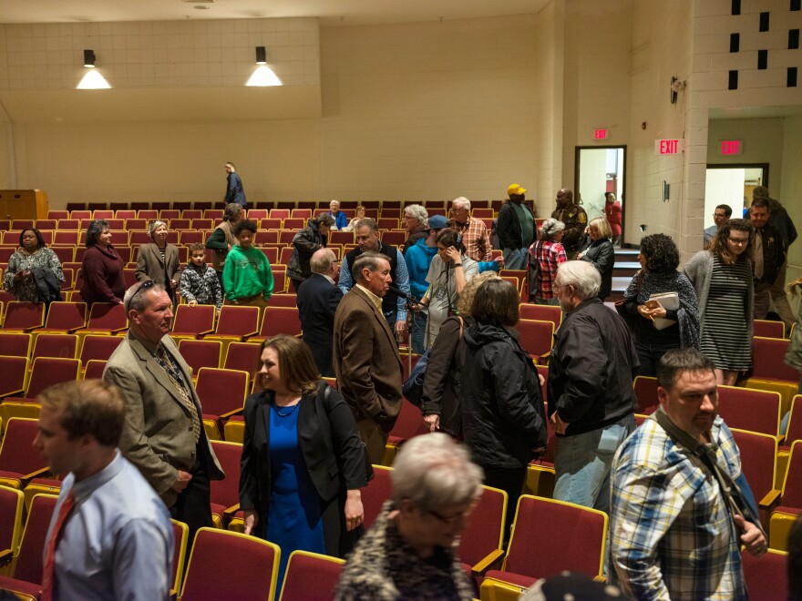 Rep. Spanberger's constituents file into the Nottoway High School auditorium. The former CIA officer and first-time politician knew that once she defeated Republican Dave Brat to represent this district she'd have to defend her promise to work across the aisle pretty often.