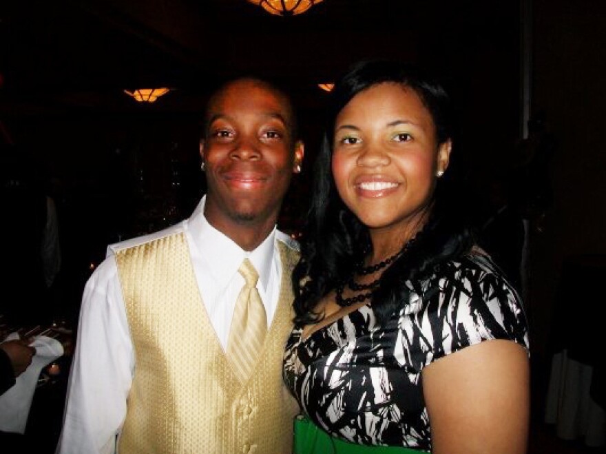 Student Johnathon Williams and TFA teacher Erica Jordan-Thomas in 2002. Erica was Johnathon's teacher and inspired him to join TFA when he graduated.