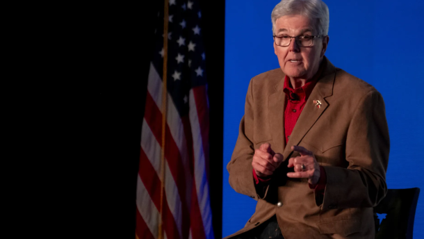 Lt. Gov. Dan Patrick speaks during the Texas Public Policy Foundation's annual policy summit at the AT&T Executive Hotel & Conference Center in Austin on Wednesday, April 8, 2026. 