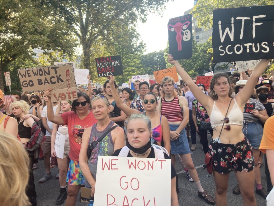 Protestors gather in New Orleans following the Supreme Court’s ruling to overturn Roe v. Wade, June 24, 2022.