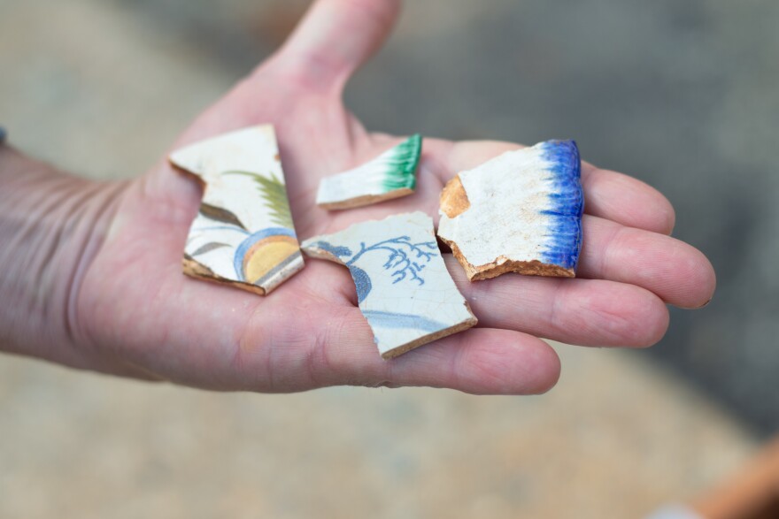 Shards of pottery that were likely imported from England.