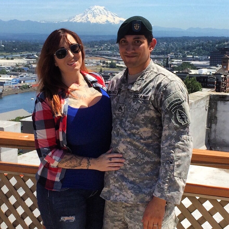 Allie and Matthew McClintock. It was a big deal for him to be photographed in his uniform.