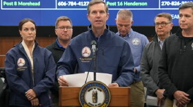Governor Andy Beshear providing an update on flood conditions in Kentucky