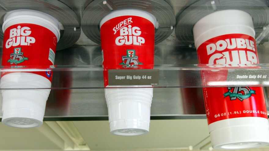 There's no industry standard size for food and drink portions, so it's hard to compare a Big Gulp with a McDonald's medium soda.