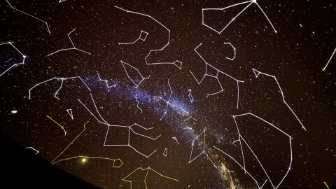 Constellations are displayed on the Walt and Marita Babula Planetarium dome, which is set to open to the public April 25, 2026.