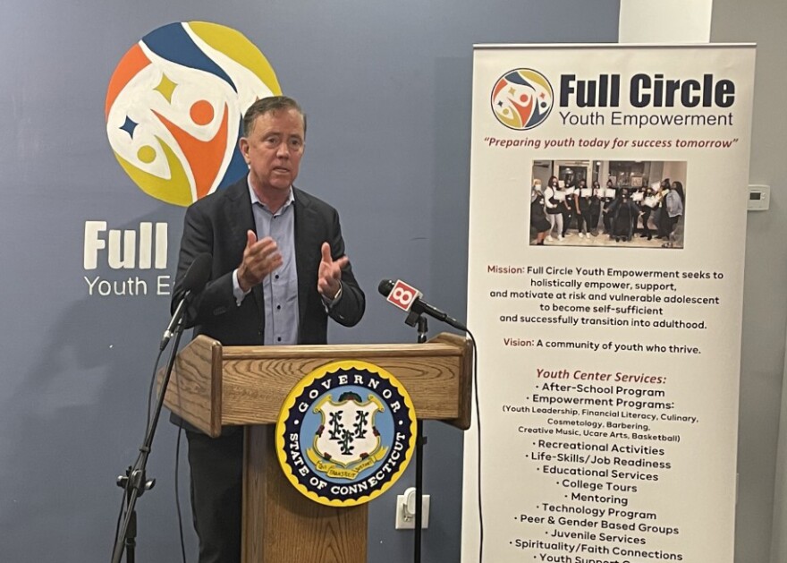  Connecticut Governor Ned Lamont in Bridgeport announcing the state's minimum wage will increase to $14 per hour starting Friday.