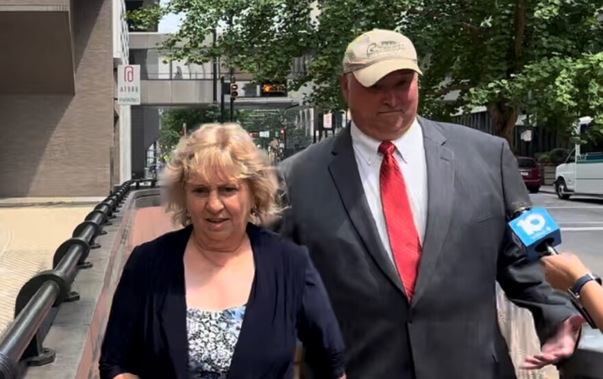 Republican former Ohio House Speaker Larry Householder and his wife, Taundra, arrive Thursday, June 29, at federal court in Cincinnati for his sentencing hearing.