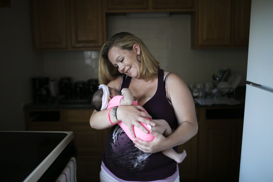 Rebecca Thayer lives with her baby's father and friend in her first-ever apartment in Dayton.