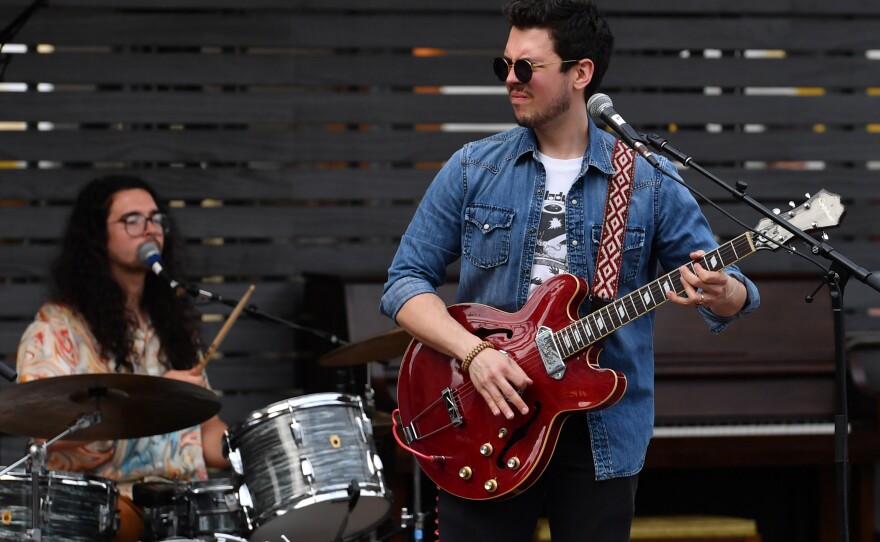 The Brandon Brisk Band performs Friday night at the Fine Arts Fiesta on Public Square in Wilkes-Barre.