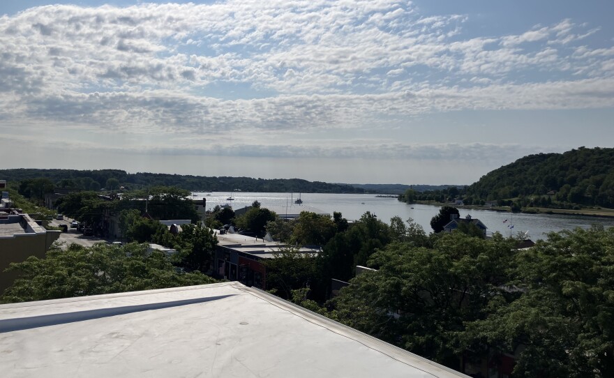 The view of Bestie Lake from the roof of the Garden Theater in downtown Frankfort on Aug. 8, 2024.