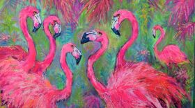 Lovegrove's signature flamingoes will be part of the exhibition in the Broadway Palm Dinner Theatre gallery.