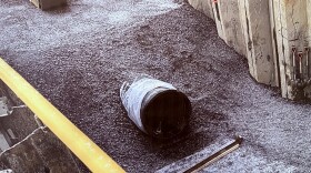 A portion of a 42-in water distribution pipe that has been repaired in the town of Cicero