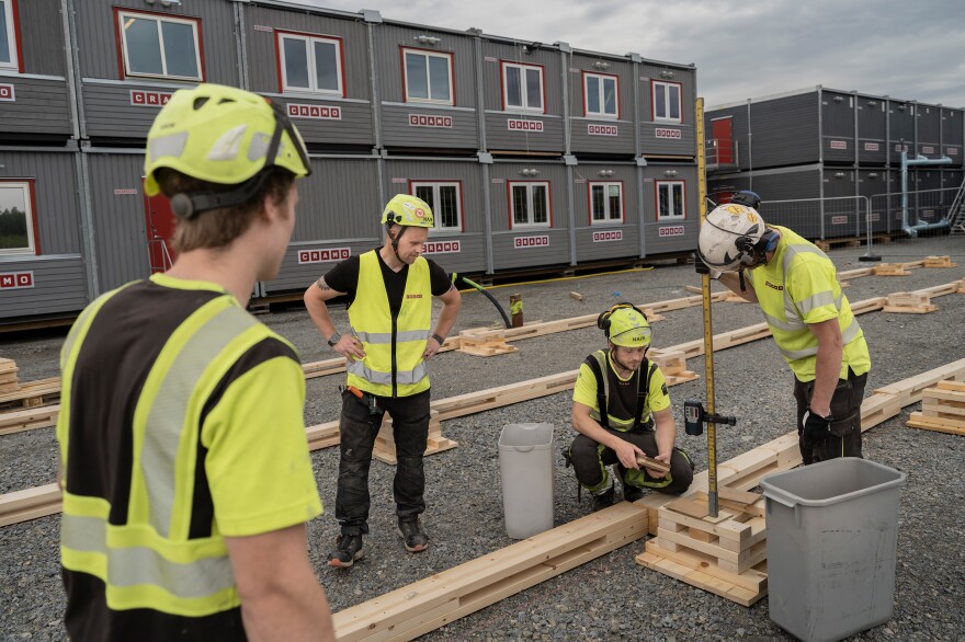 Mikael Sund, who works for the company Cramo, has been building containers in this Swedish city since 2020. He believes they have 1,500 to 2,000 containers by now.