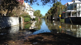 Streets in downtown Charleston near the Battery were flooded and strewn with debris after Hurricane Matthew.