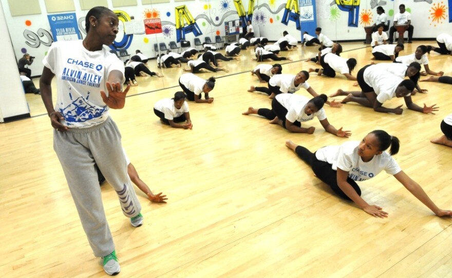 Students in the Miami Northwestern Senior High School Revelations Residency are taught by Alvin Ailey's Nasha Thomas-Schmitt.