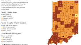 Thirty-nine Indiana counties received better metric scores this week than last. (screenshot from IDOH)