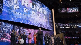 Republican presidential candidate Donald Trump celebrates on the final night of the Republican National Convention, Thursday, July 21, 2016, in Cleveland. (Evan Vucci/AP)
