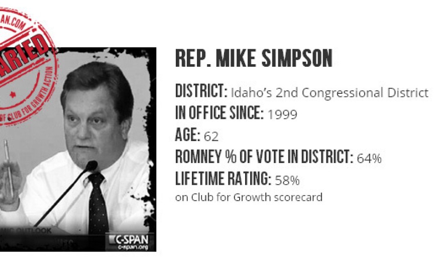 The Club for Growth is backing a candidate running against Republican Rep. Mike Simpson (shown in this screen shot from the <a href="http://www.primarymycongressman.com/rep-mike-simpson/">PrimaryMyCongressman.com</a> site) in Idaho's 2014 GOP primary.