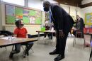 CMS Superintendent Earnest Winston visits a school Feb. 15, 2021.