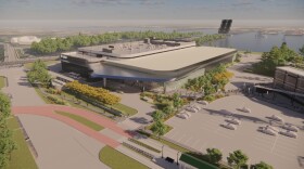 Renderings of the phased development proposal for HeadWaters Resort and Casino, showing only a casino and parking garage - and missing initially promised elements like a major hotel, marina and entertainment venues. (Courtesy of HeadWaters Resort and Casino).