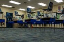  Chairs are seated on top of the desks in an empty classroom after school at Sabal Palm Elementary (file photo)