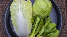 Here & Now resident chef Kathy Gunst says cabbage is inexpensive, good for you and can be used in a wide variety of ways. (Jesse Costa/WBUR)