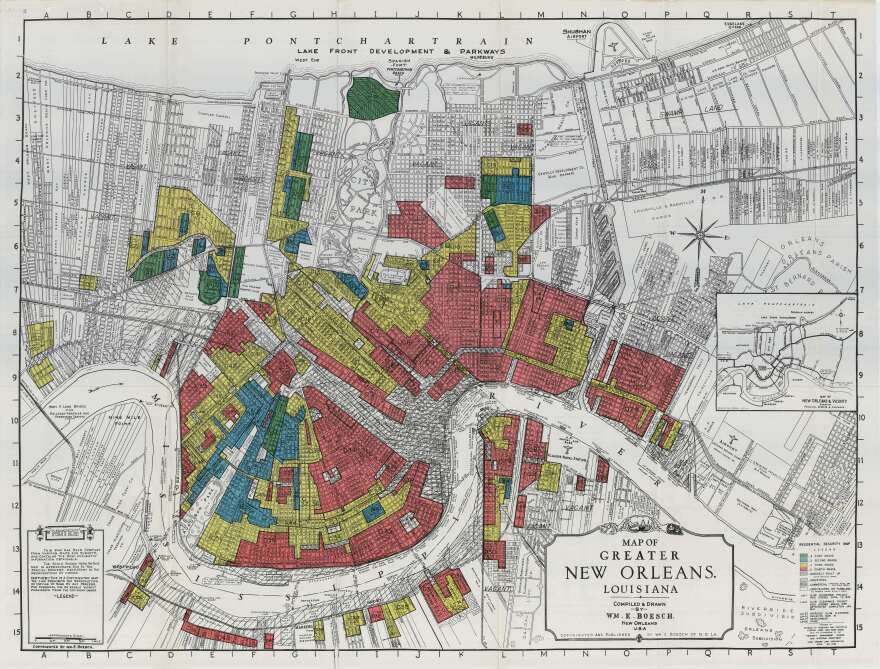 The original HOLC map of New Orleans.