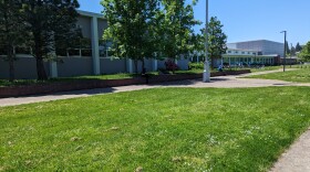 South Eugene High School front lawn. Building is in background.